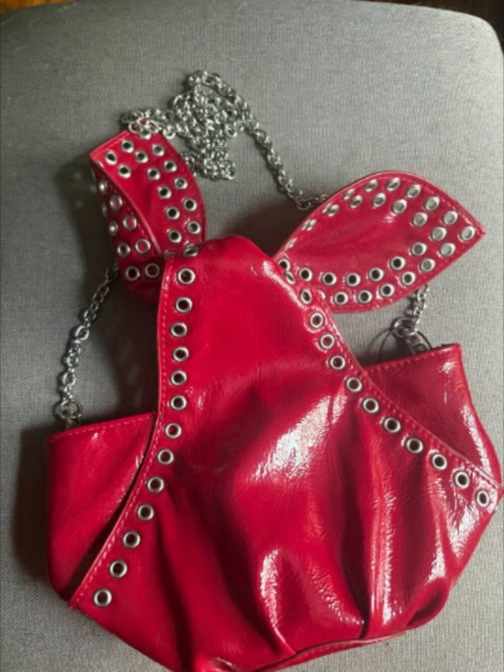 Zara Red Mini Bucket Bag Grommet Drawstring Silver Hardware Detachable Strap